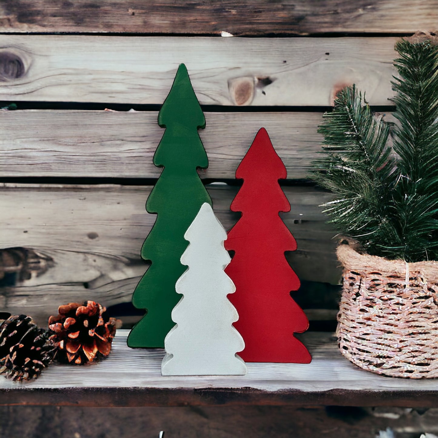 Christmas Decor Skinny Tree Set - Wood Trees Set of 3