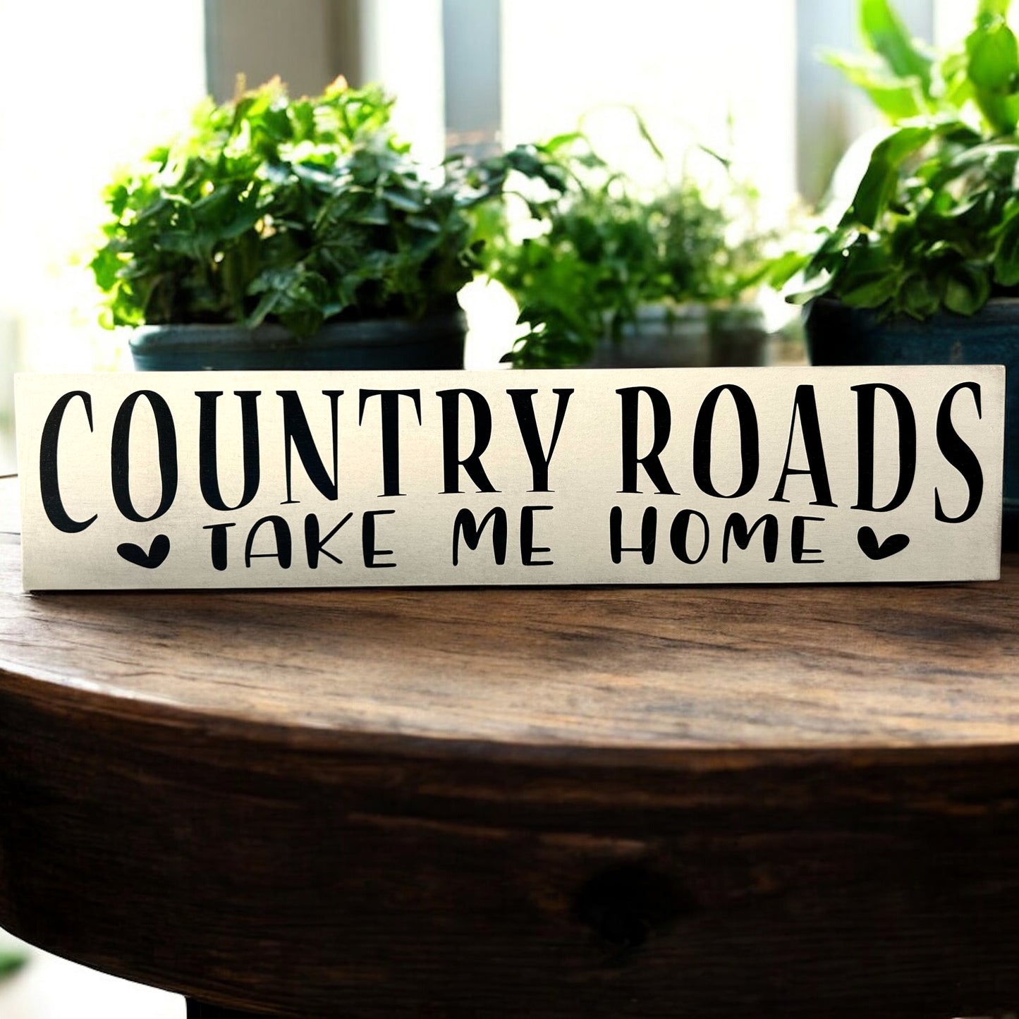 Country Roads Take Me Home - Rustic Wood Sign Sitter