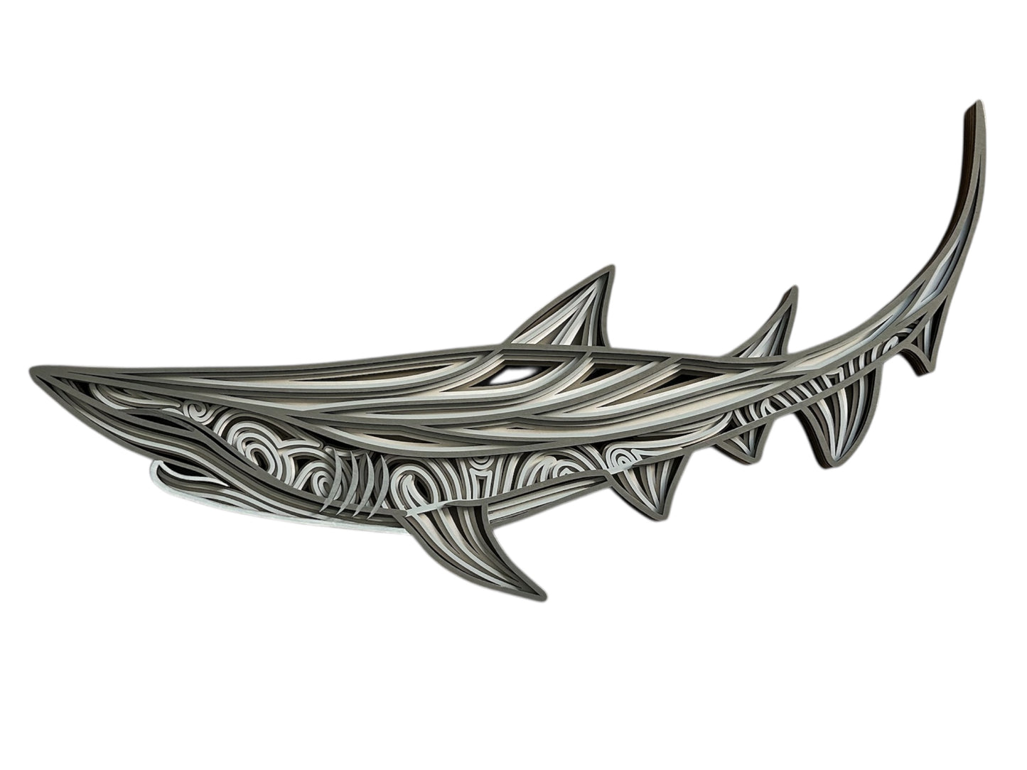 Layered Wood Sea Shark - Wall Decor