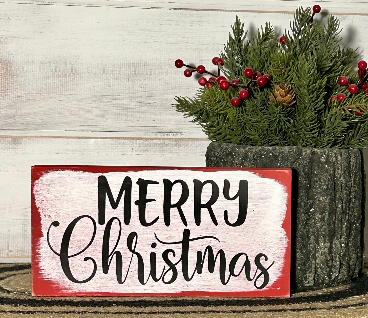 Merry Christmas - Holiday Wood Shelf Sitter