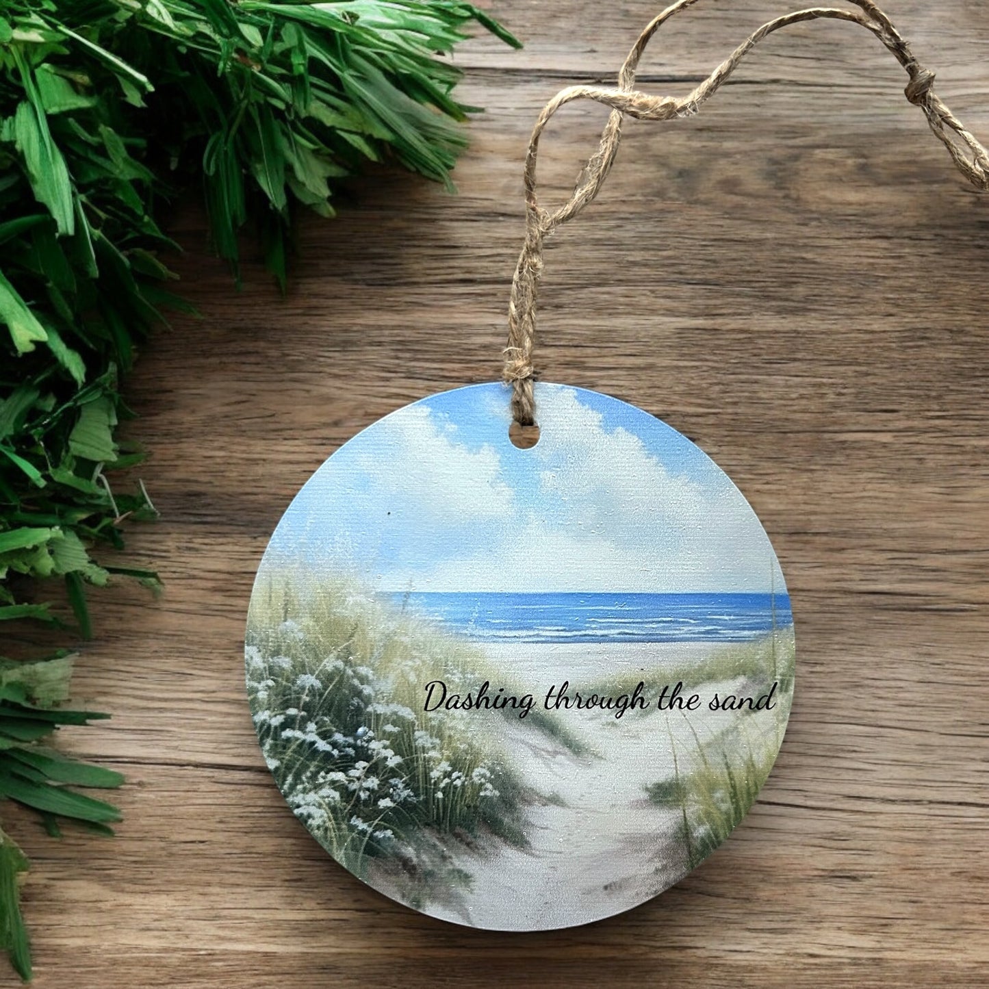 Dashing Through the Sand - Beach Christmas Ornament