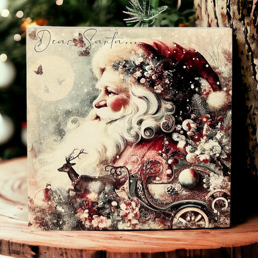Dear Santa - Vintage Christmas Decor Wood Sign