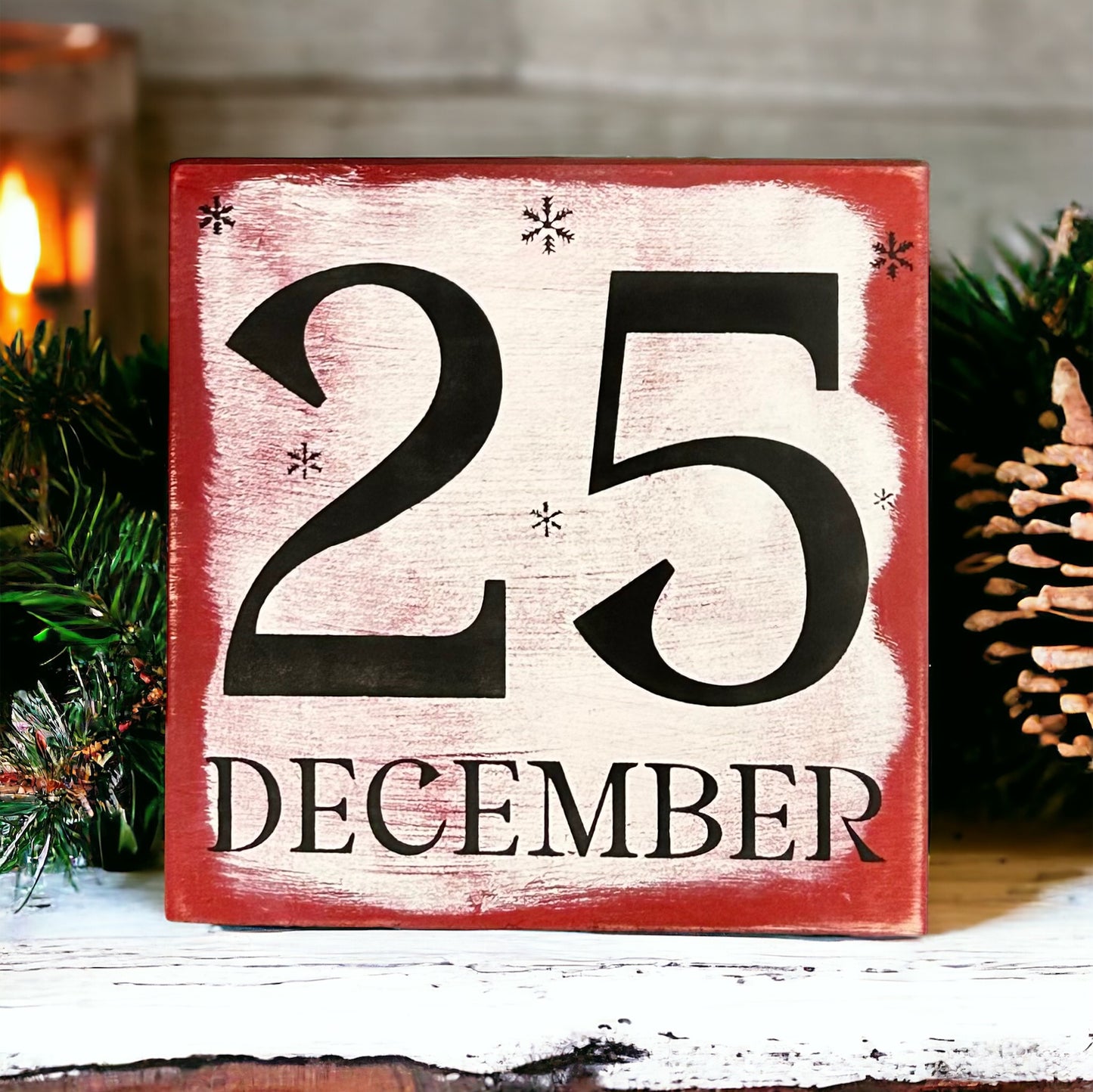 December 25 - Rustic Wood Holiday Shelf Sitter