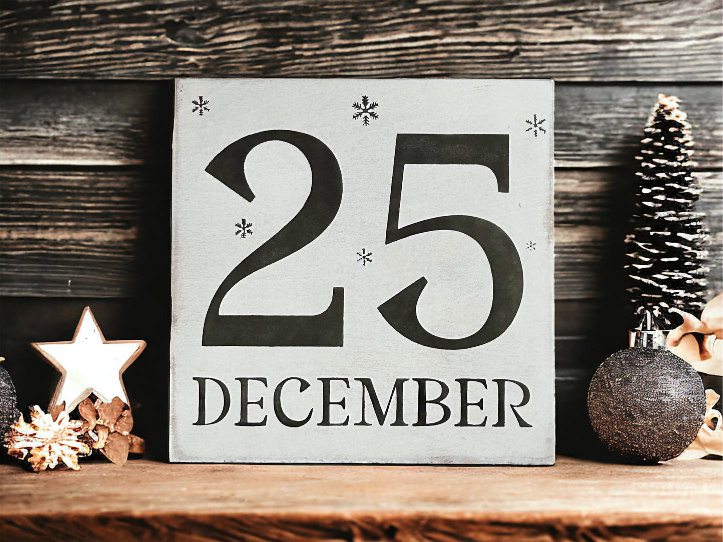 December 25 - Rustic Wood Holiday Shelf Sitter