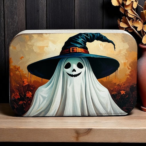 Ghost Witch- Halloween 2025 Fall Decor Rustic Wood Sign