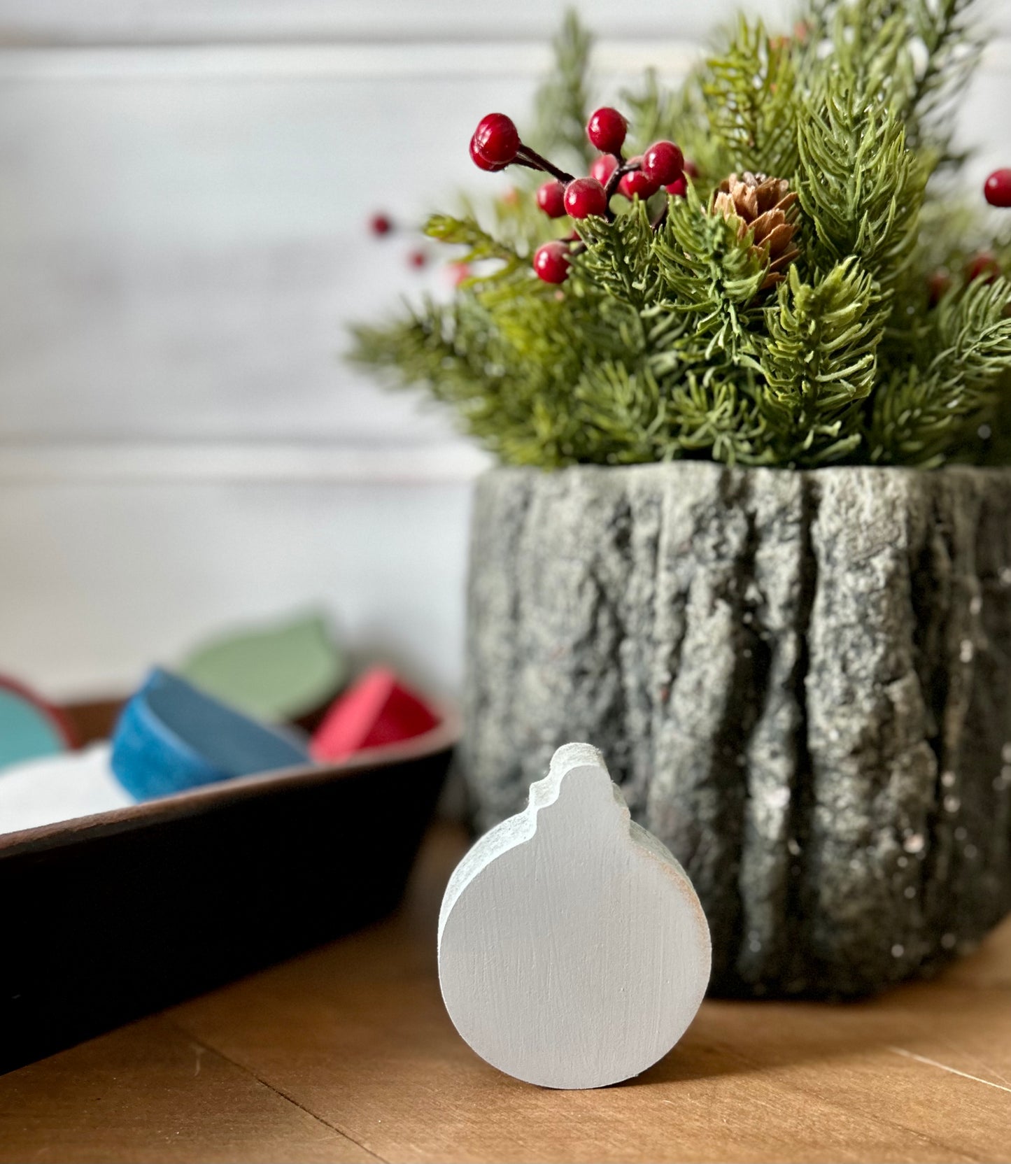 small round wood ornament