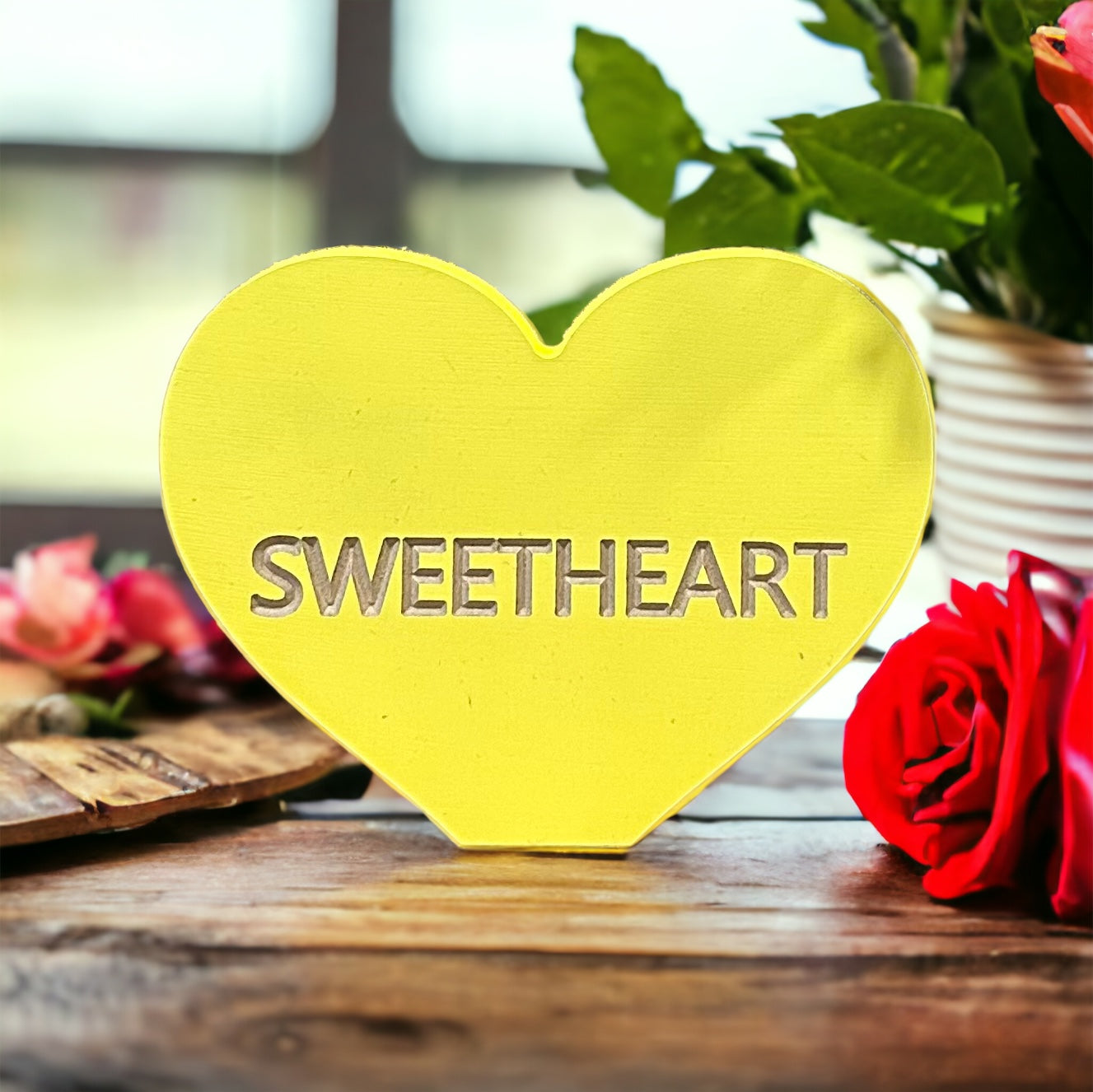 Yellow wood heart "Sweetheart"