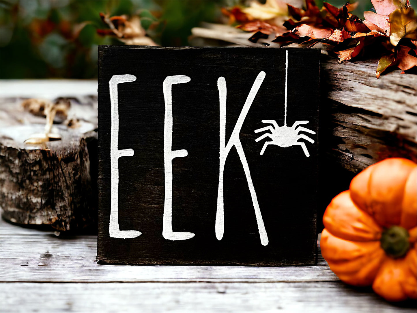 EEK - Rustic Halloween Wood Block Sign