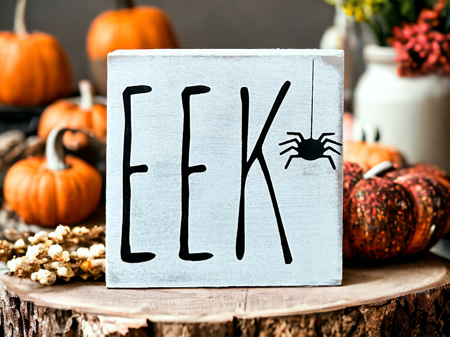 EEK - Rustic Halloween Wood Block Sign