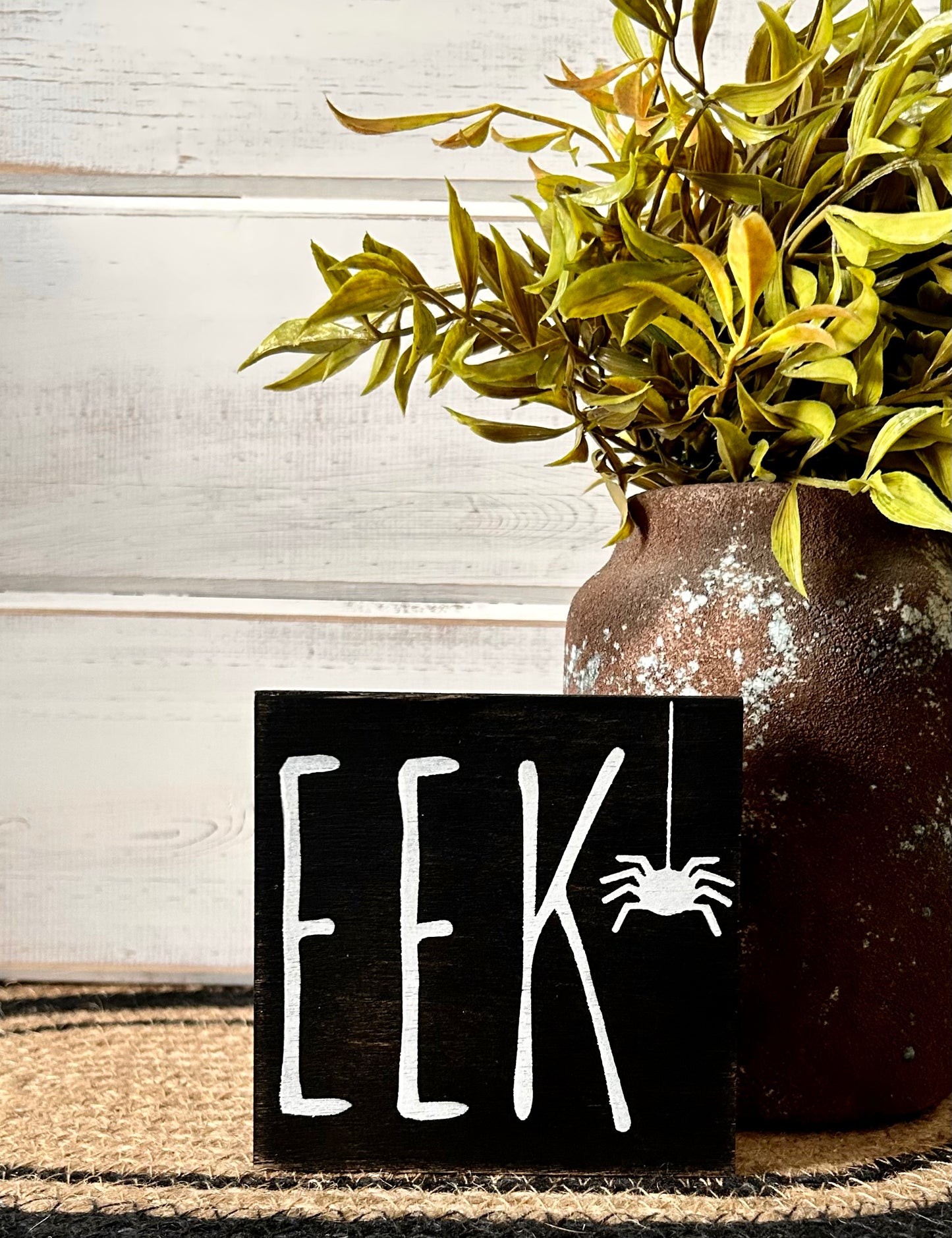 EEK - Rustic Halloween Wood Block Sign
