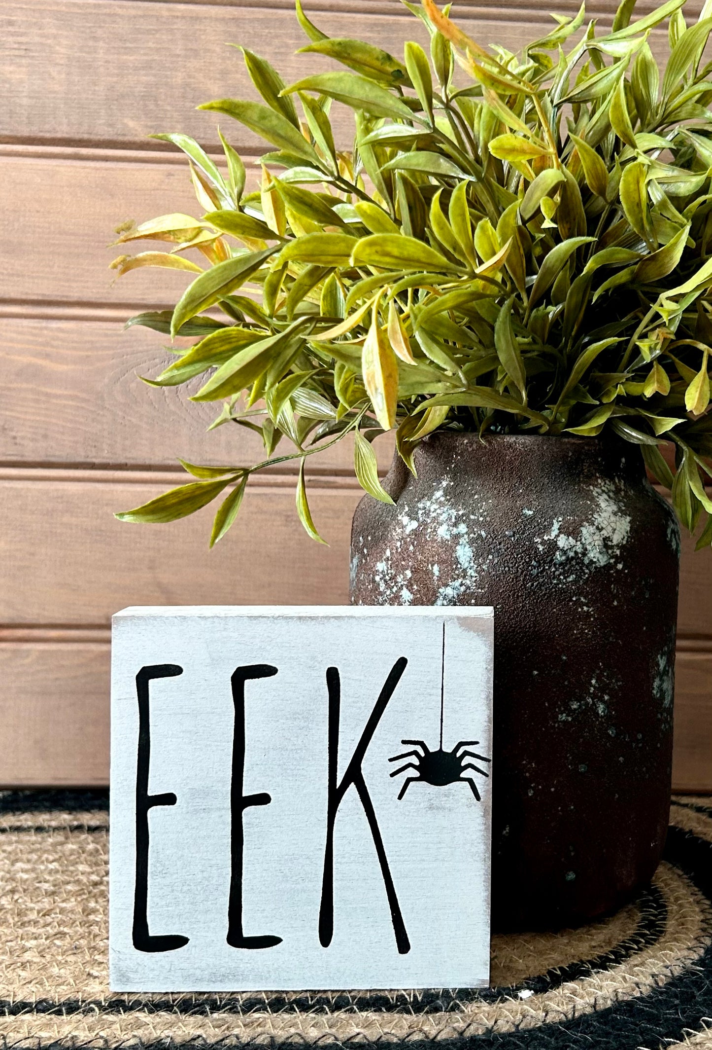 EEK - Rustic Halloween Wood Block Sign