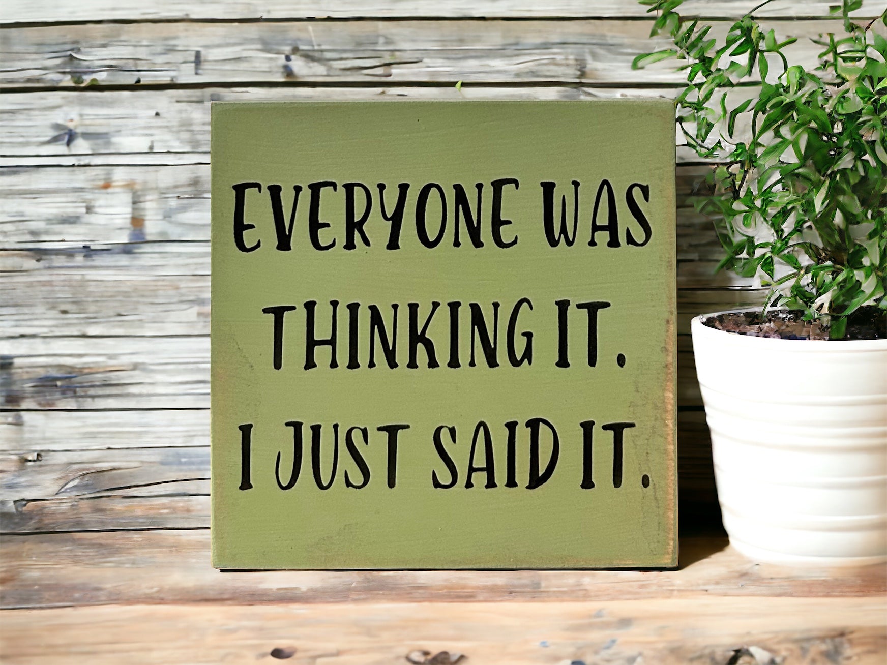 "I just said it" wood sign