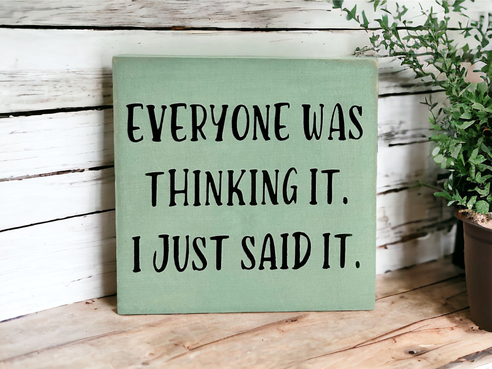 "I just said it" wood sign
