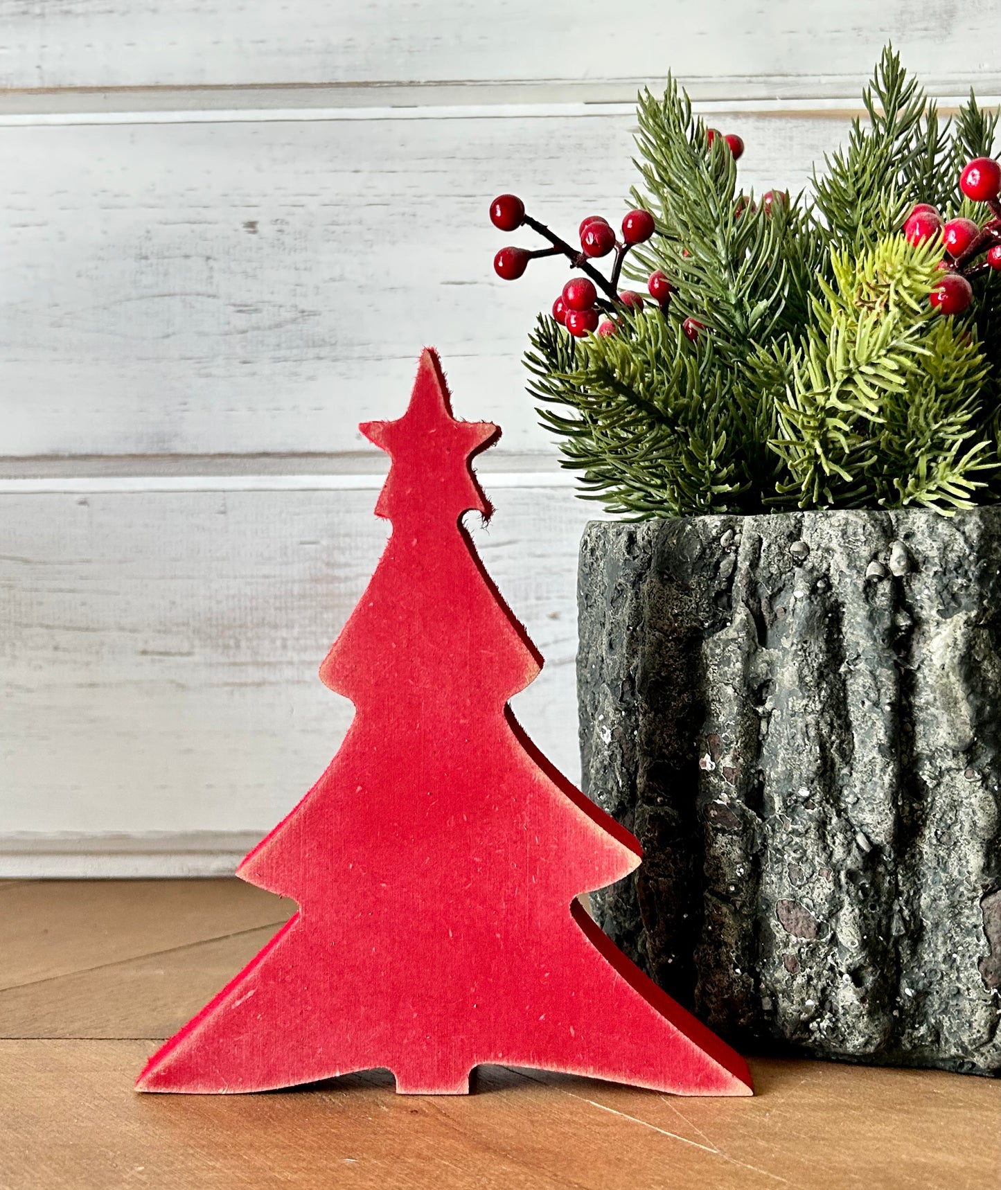 Primitive Wood Christmas Tree Sitters - Star Topper Style