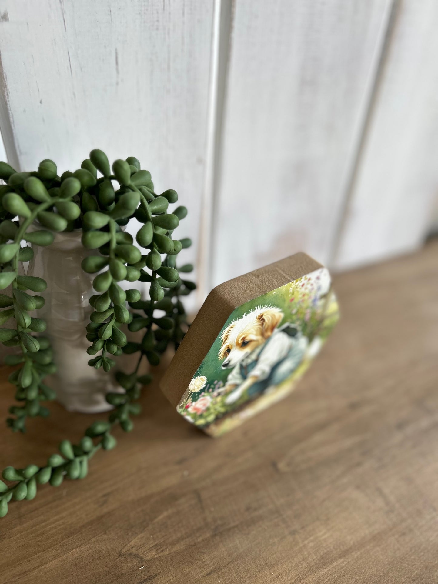 Dog Gardening - Rustic Spring Decor Hexagon Wood Sign