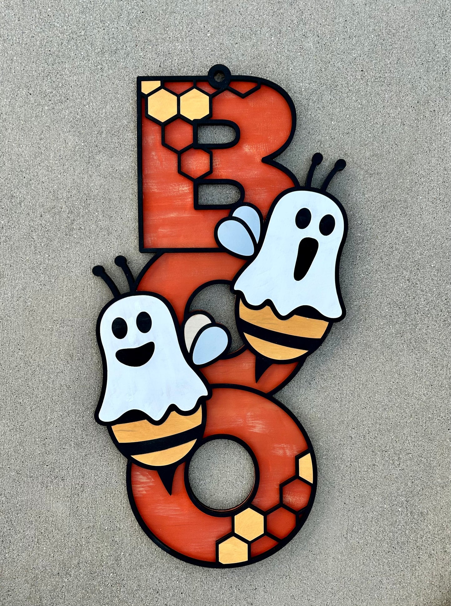 Boo Bees Halloween Wood Door Hanger