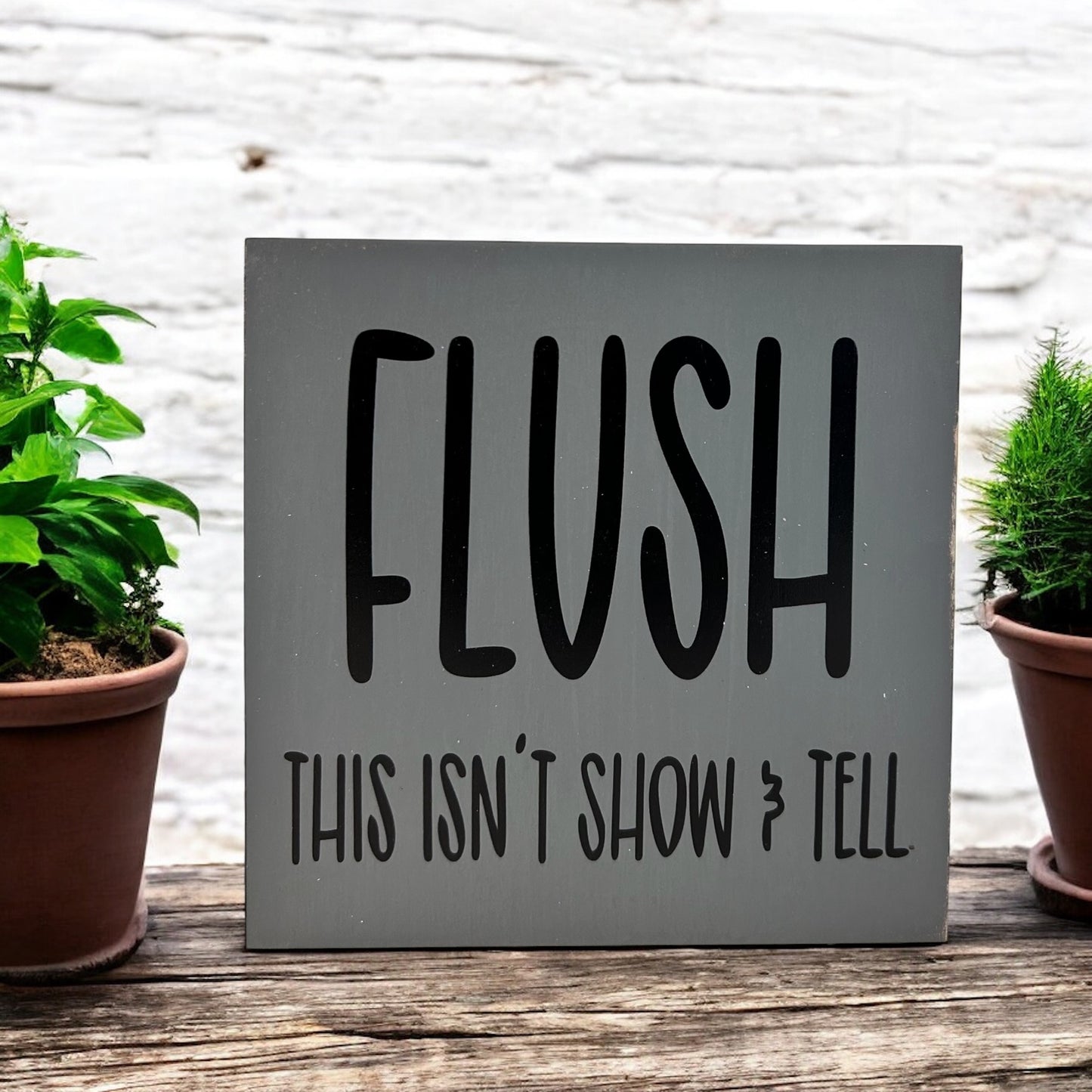 Flush - Funny Bathroom Rustic Shelf Sitter