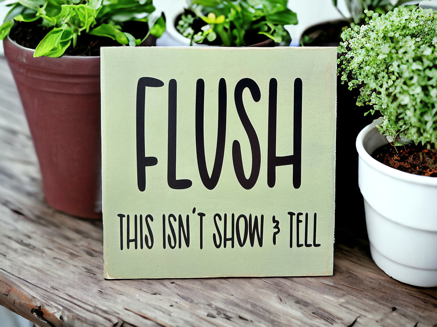 Flush - Funny Bathroom Rustic Shelf Sitter