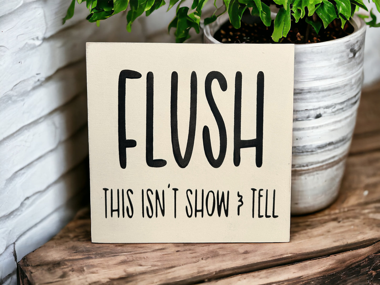 Flush - Funny Bathroom Rustic Shelf Sitter