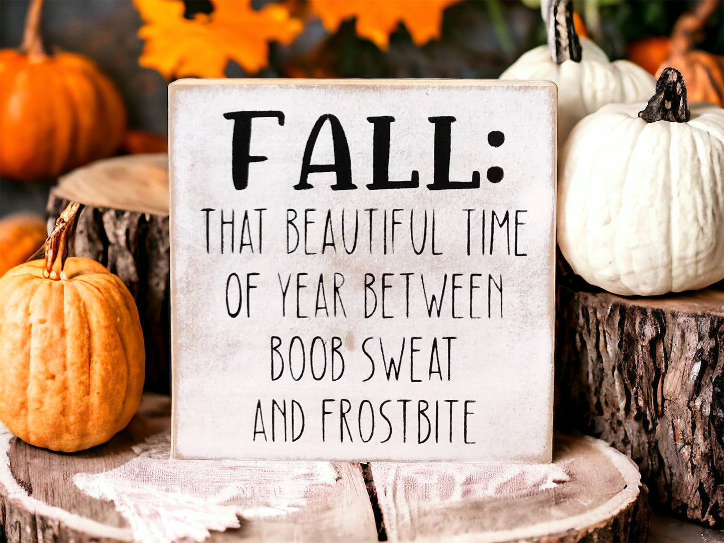 Fall - Funny Rustic Wood Shelf Sitter