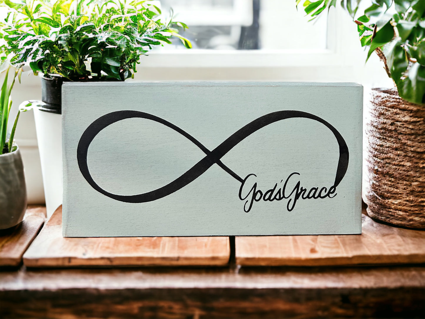 God's Grace - Rustic Wood Shelf Sitter