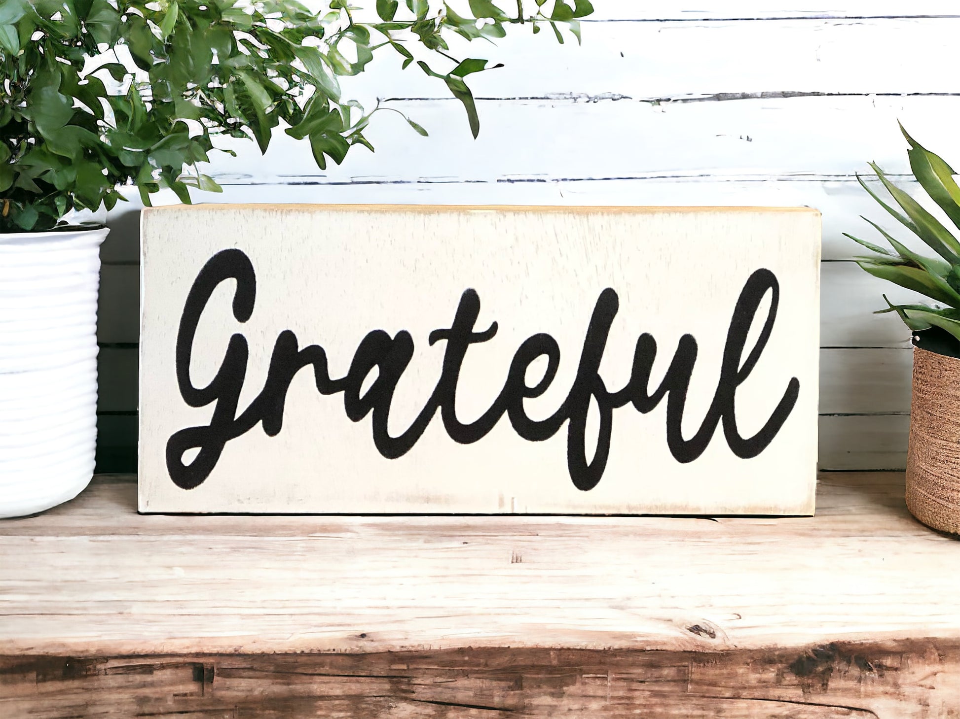 "Grateful" wood sign