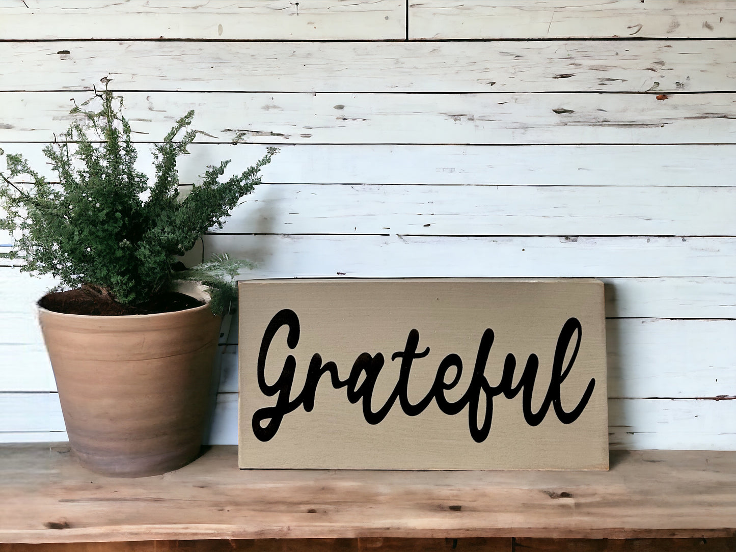 "Grateful" wood sign
