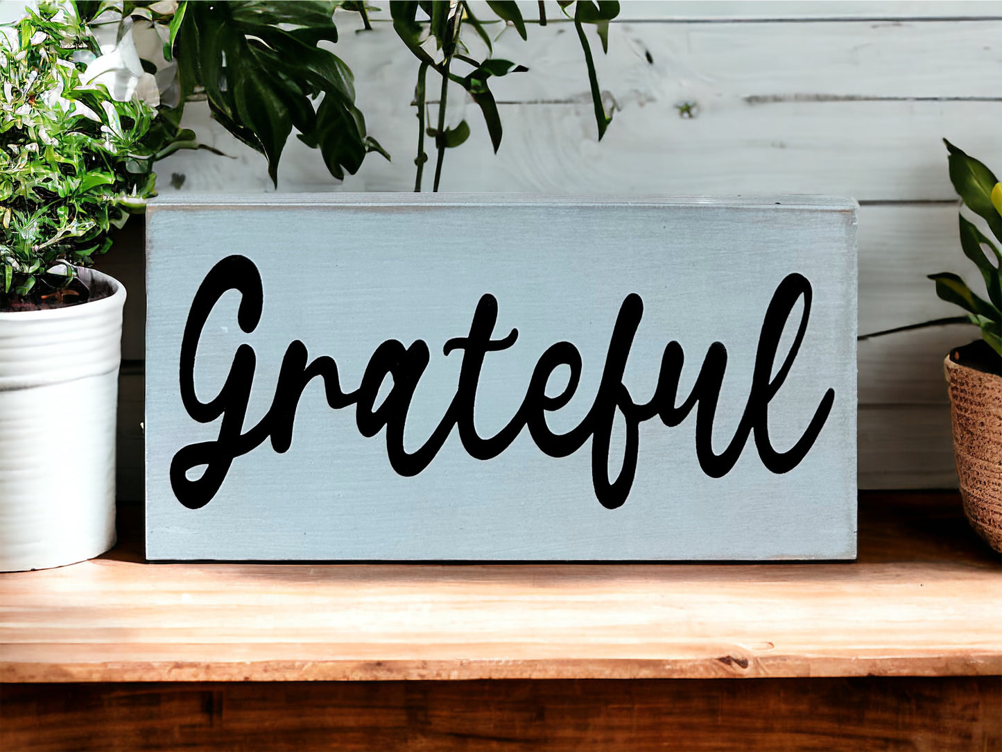 "Grateful" wood sign