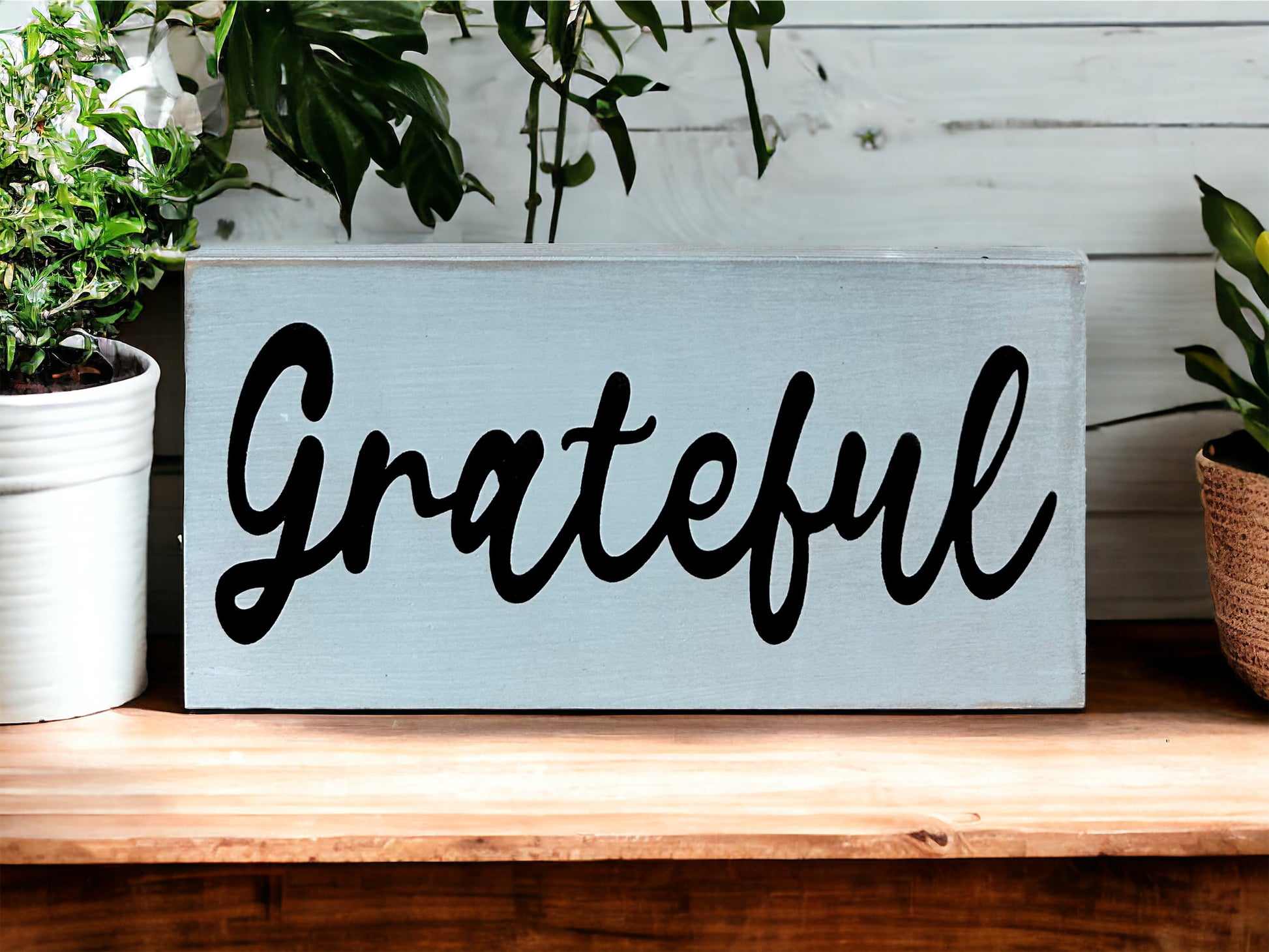 "Grateful" wood sign