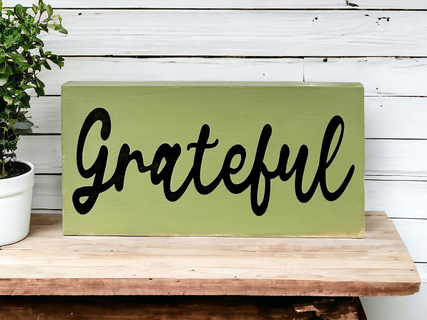 "Grateful" wood sign