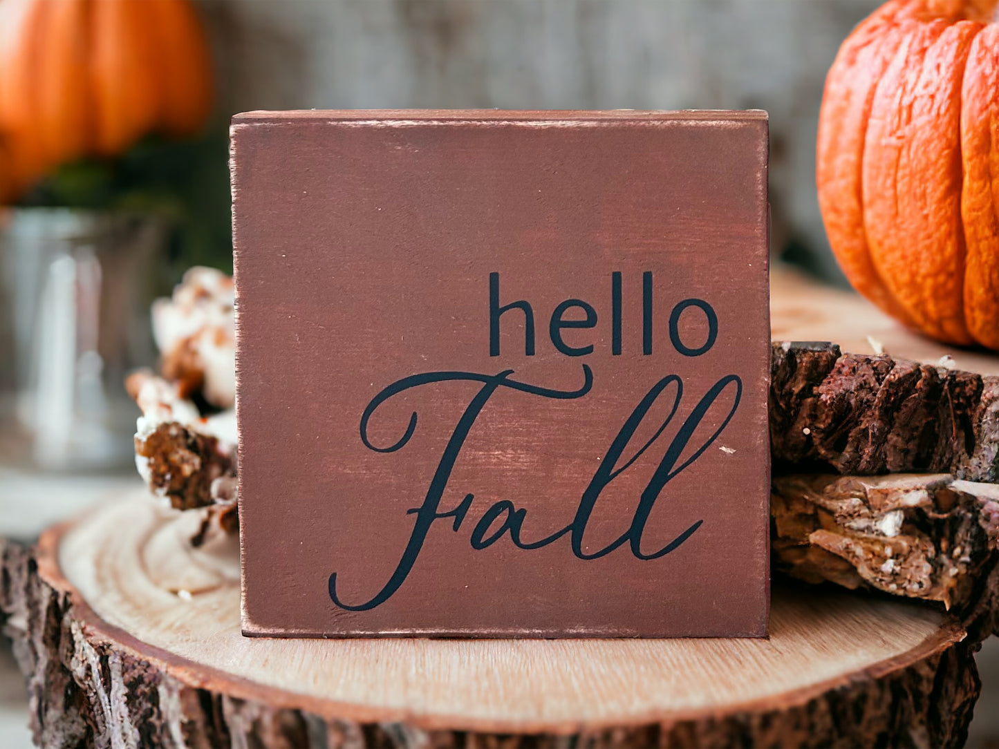 Hello Fall - Rustic Wood Shelf Sitter