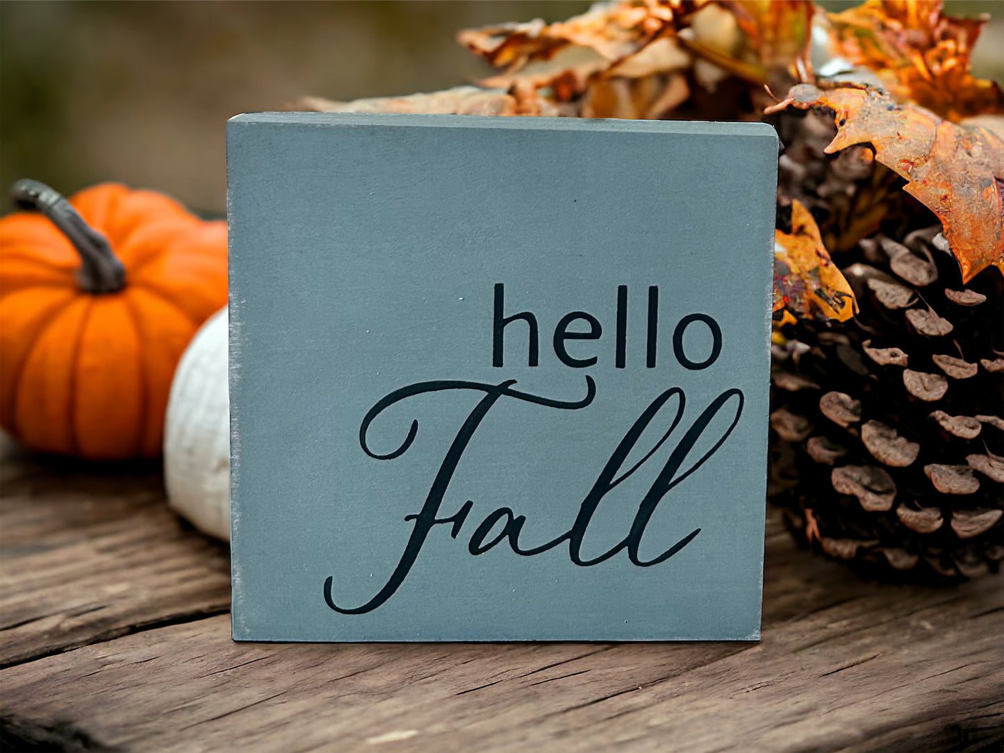 Hello Fall - Rustic Wood Shelf Sitter