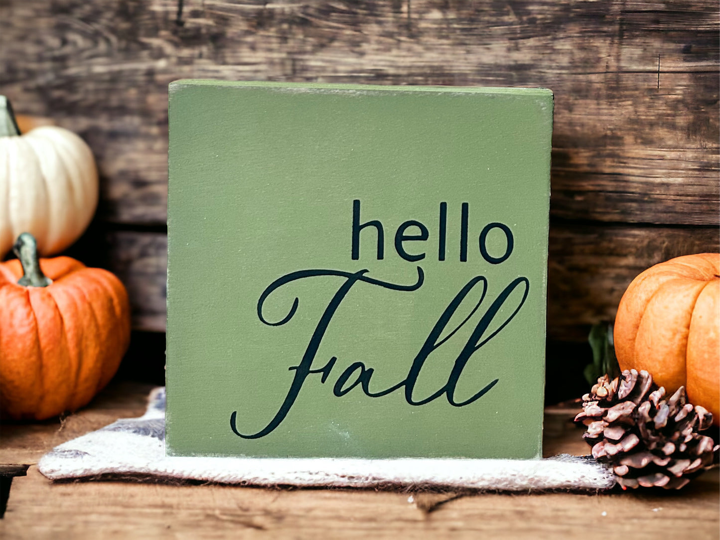Hello Fall - Rustic Wood Shelf Sitter