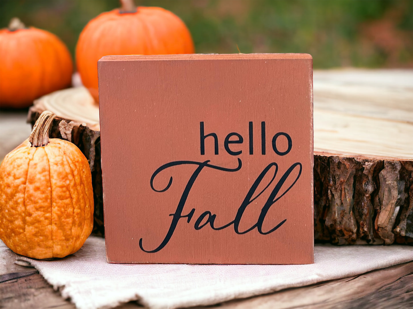 Hello Fall - Rustic Wood Shelf Sitter