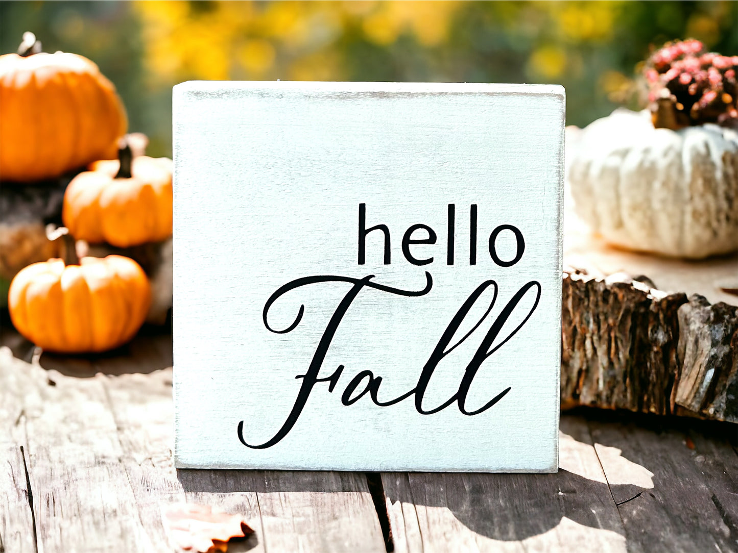 Hello Fall - Rustic Wood Shelf Sitter