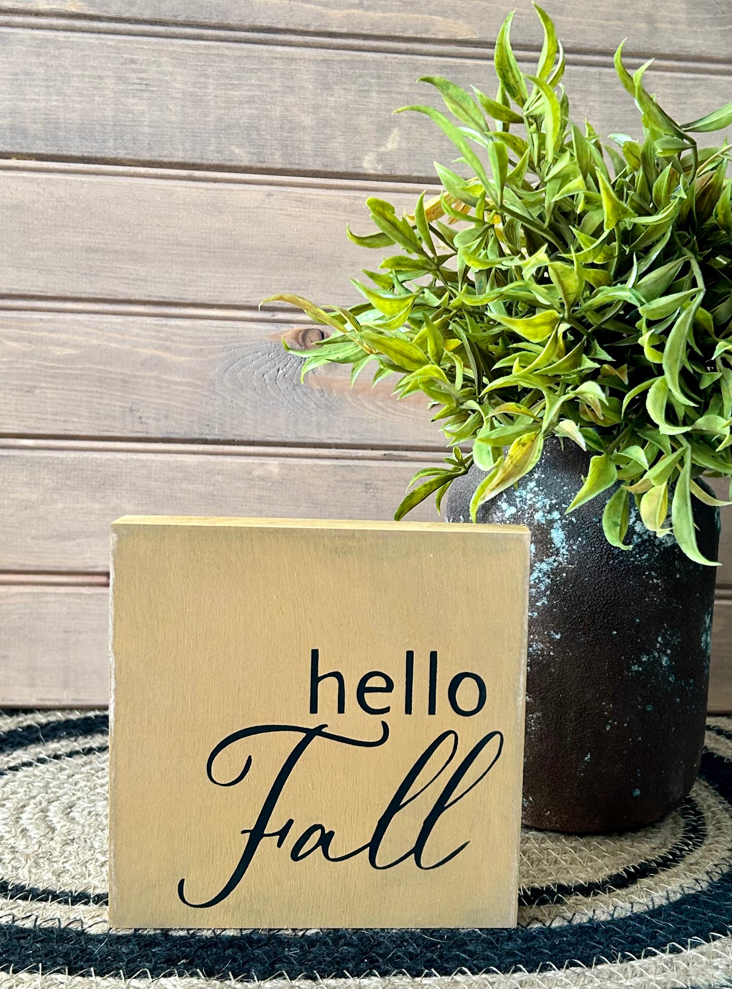 Hello Fall - Rustic Wood Shelf Sitter