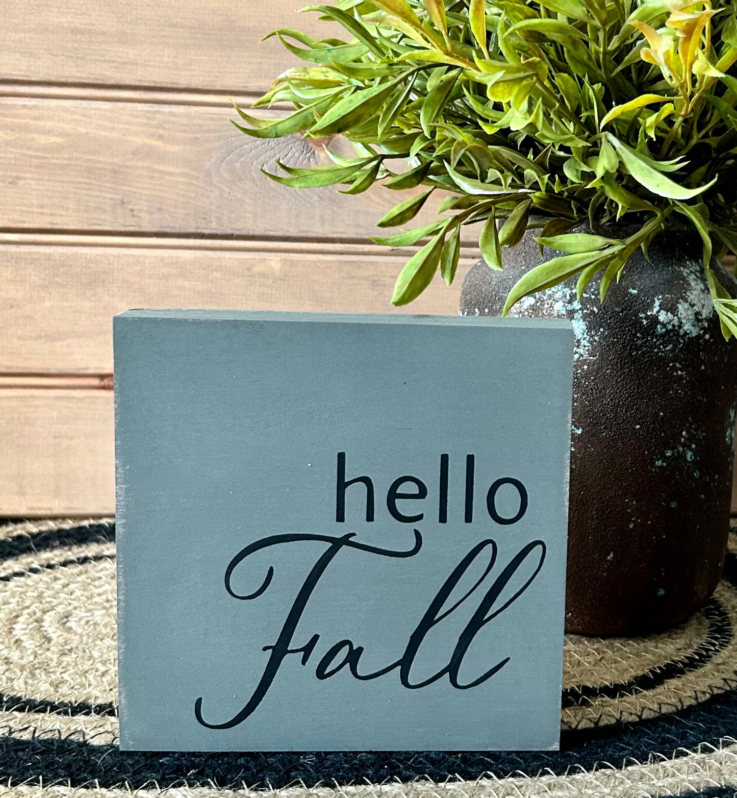 Hello Fall - Rustic Wood Shelf Sitter