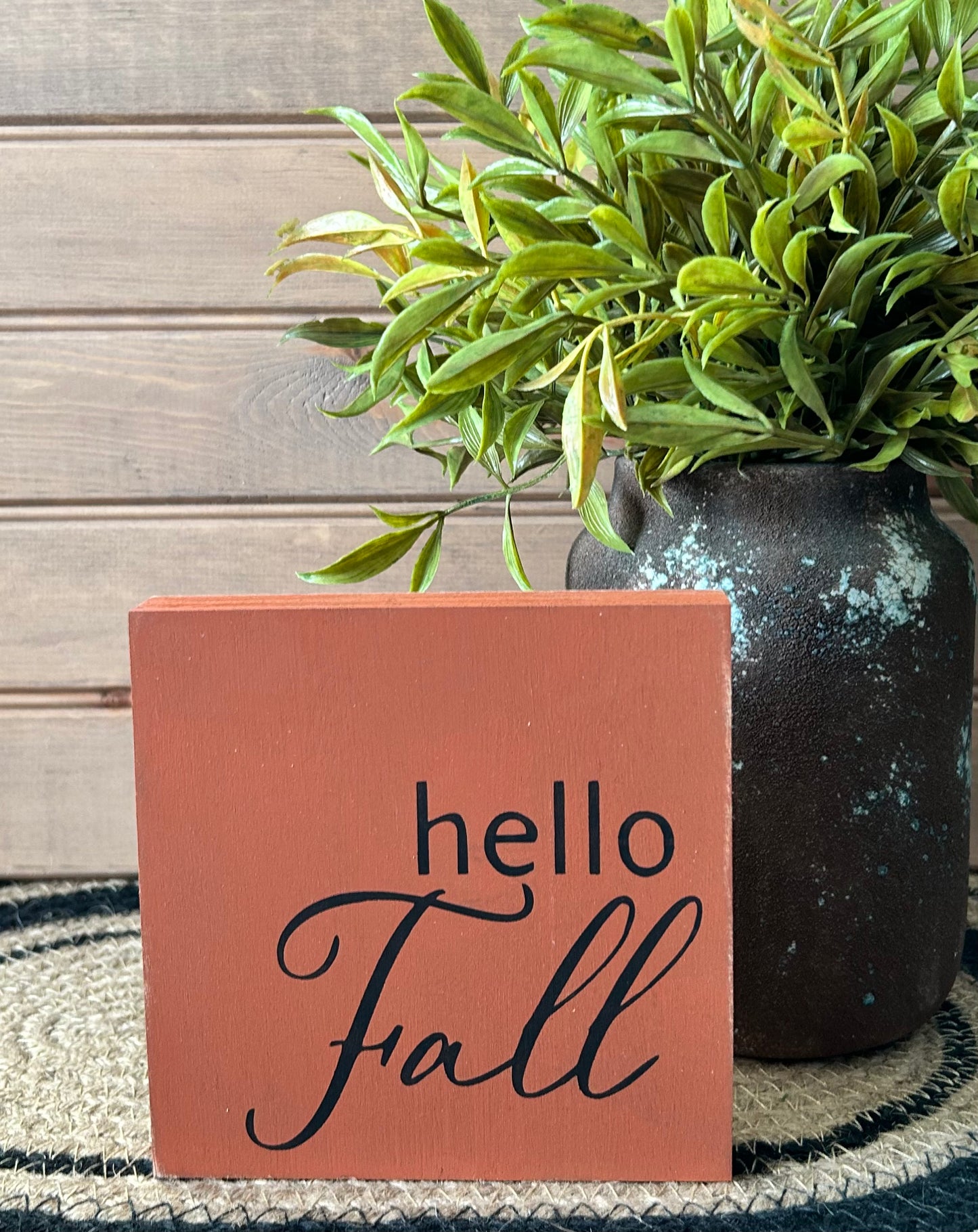Hello Fall - Rustic Wood Shelf Sitter