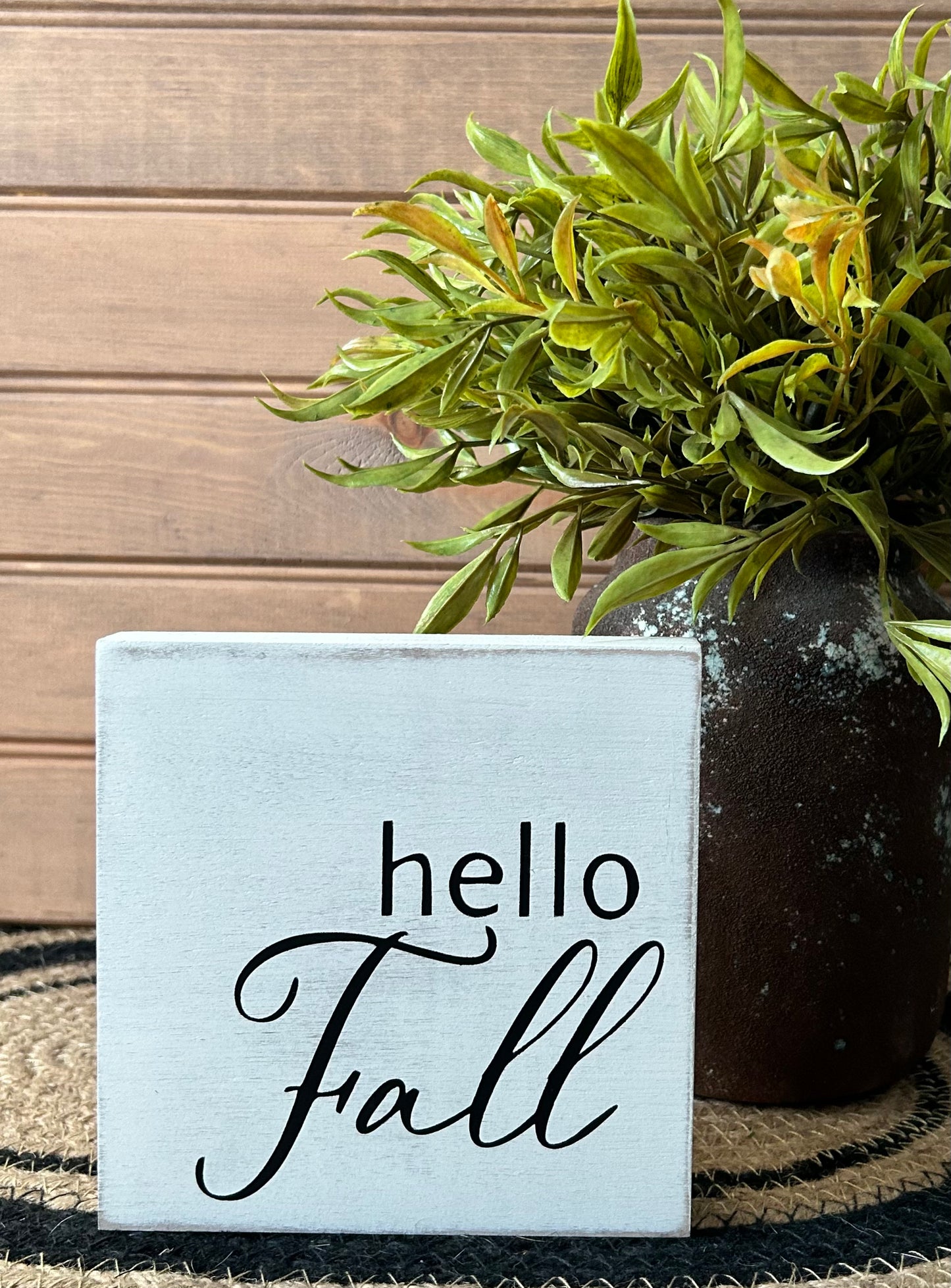 Hello Fall - Rustic Wood Shelf Sitter