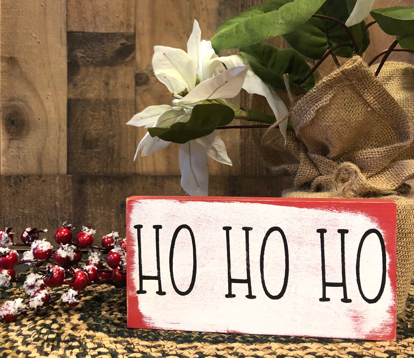 "Ho ho ho" wood sign