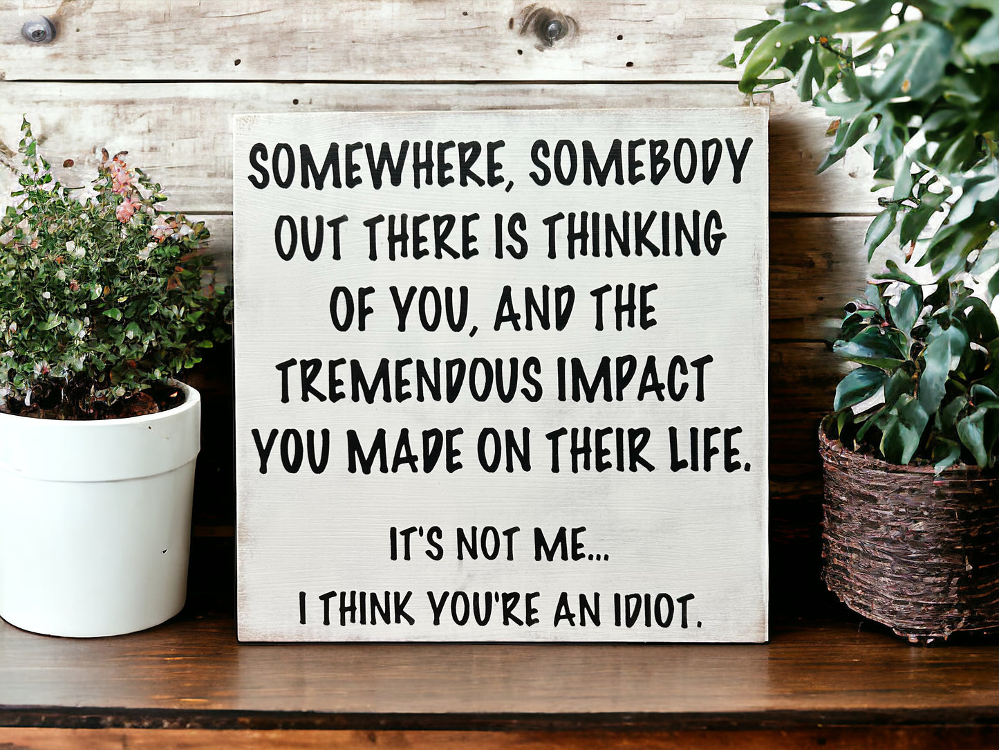 I Think You’re an Idiot - Funny Rustic Wood Sign