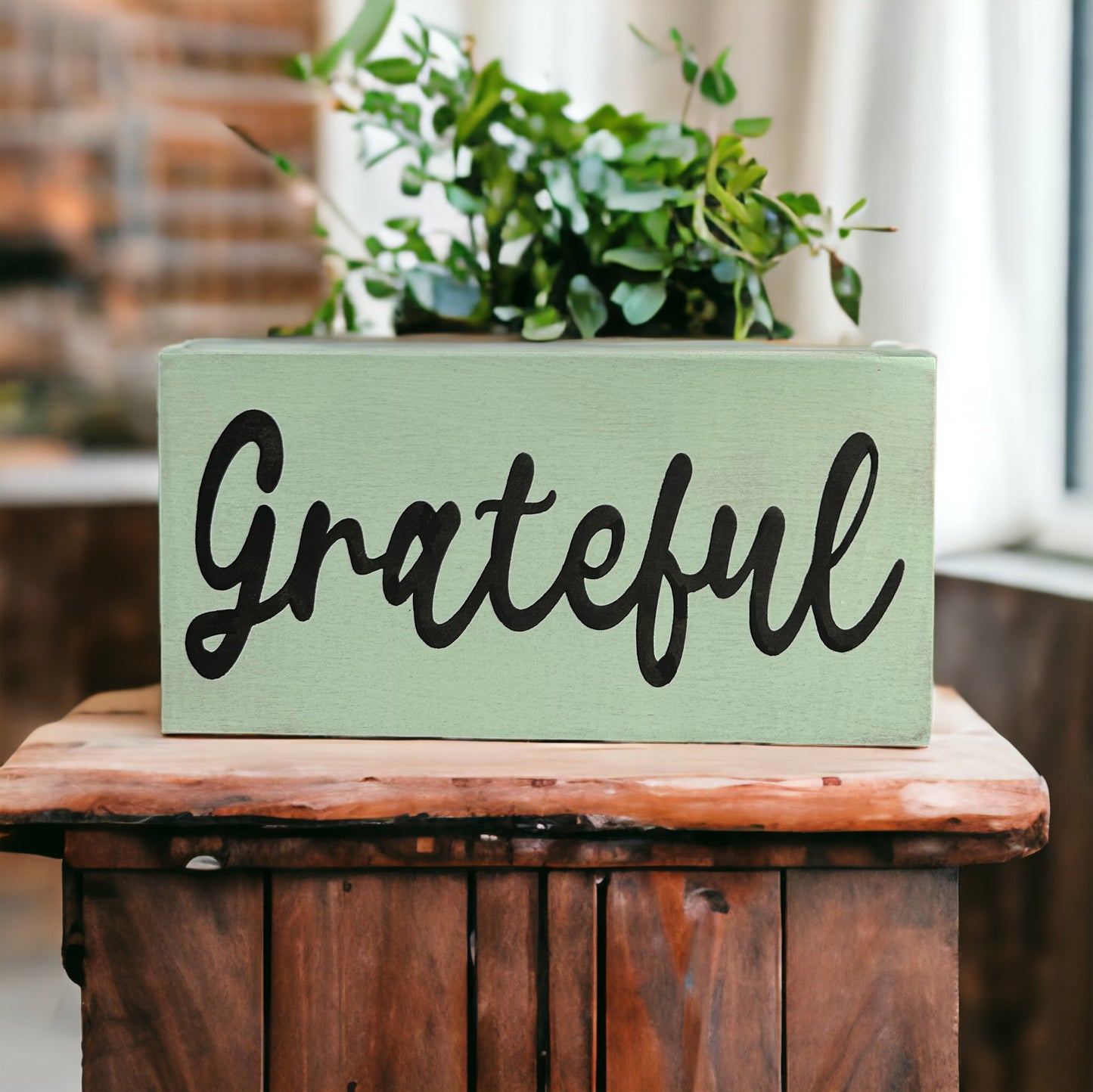"Grateful" wood sign