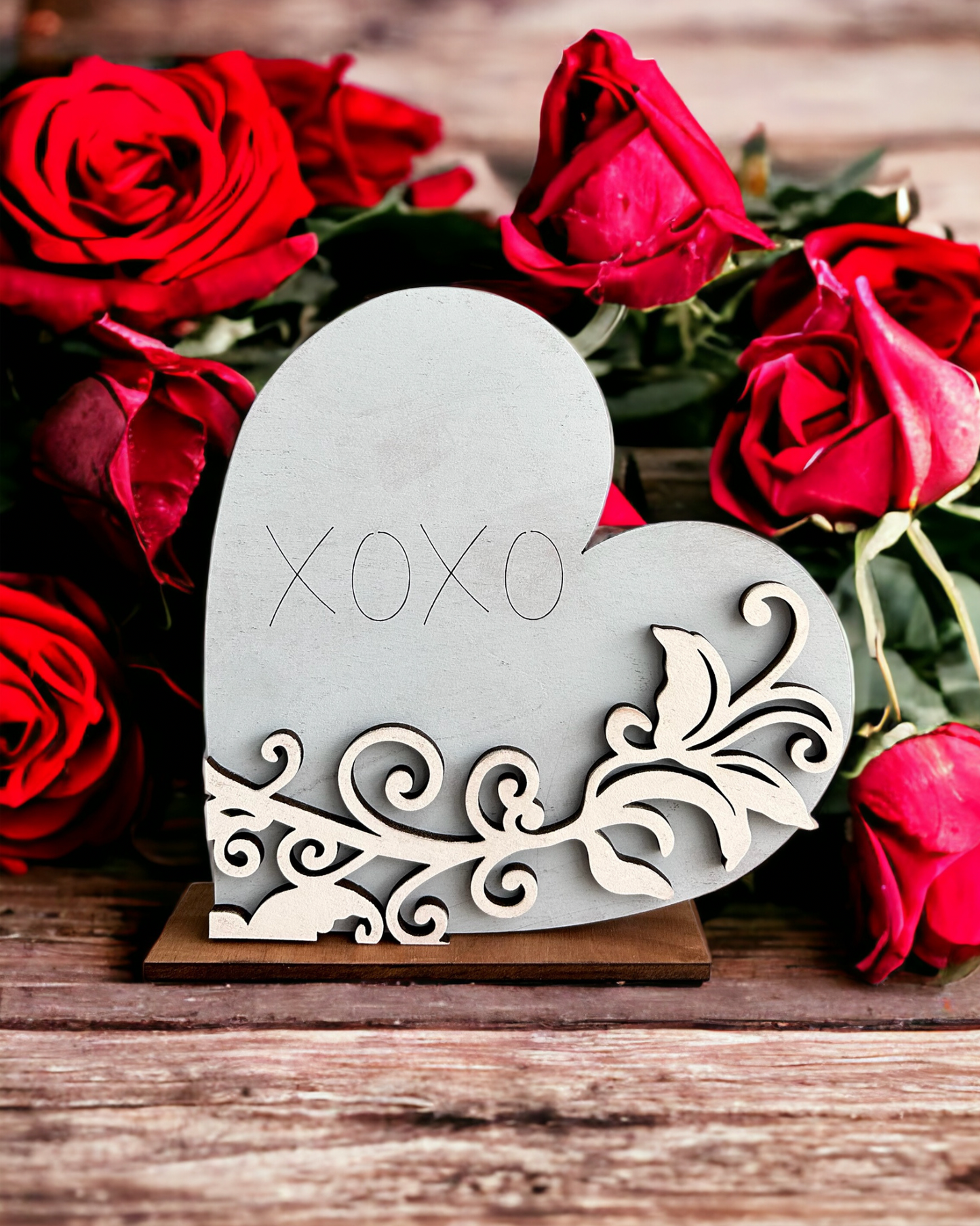 Wood Heart "XOXO"