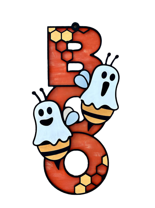 Boo Bees Halloween Wood Door Hanger