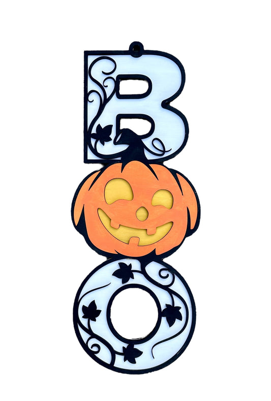 Boo Pumpkin Wood Door Hanger