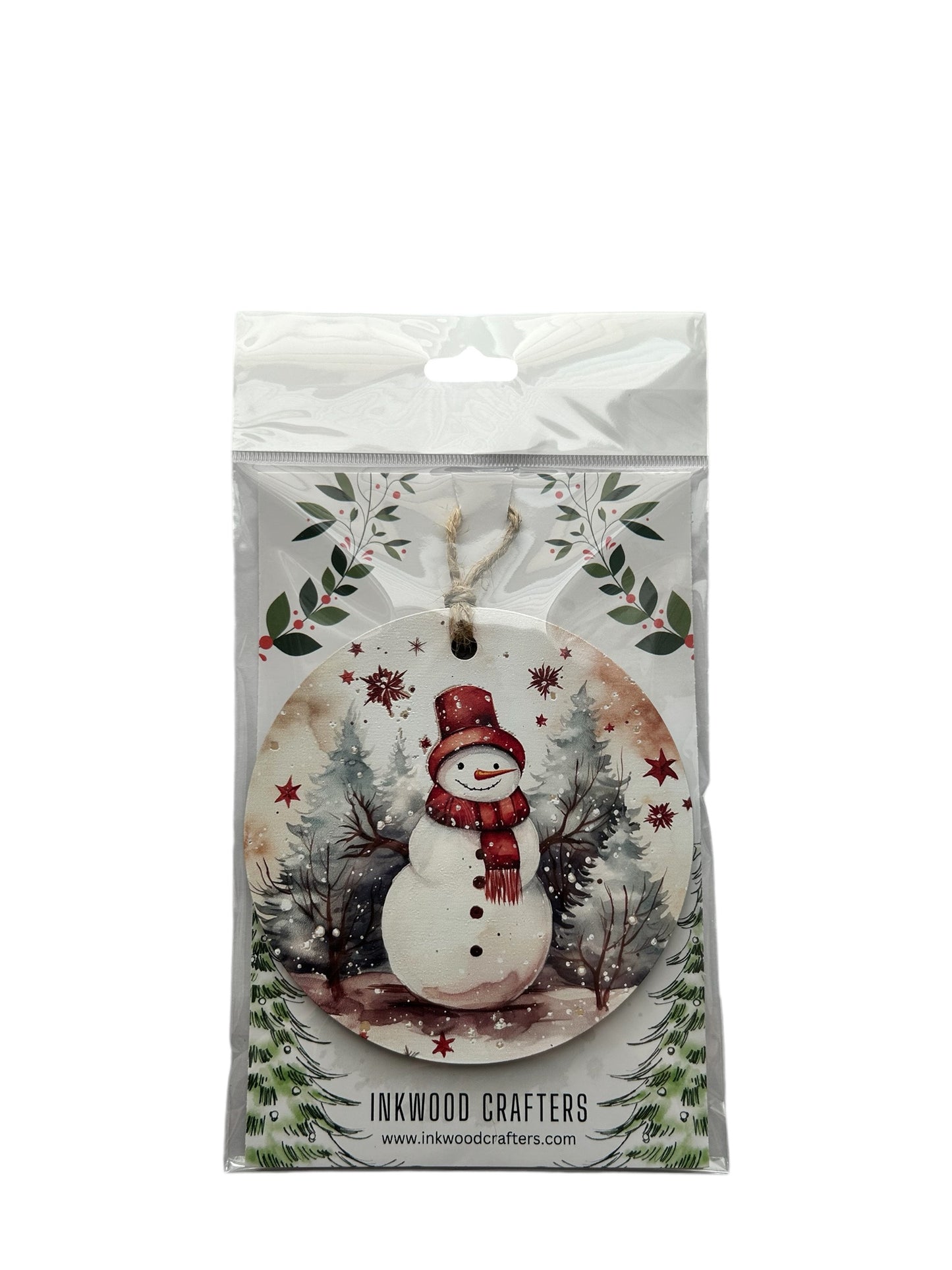 Snowman Wood Christmas Ornament