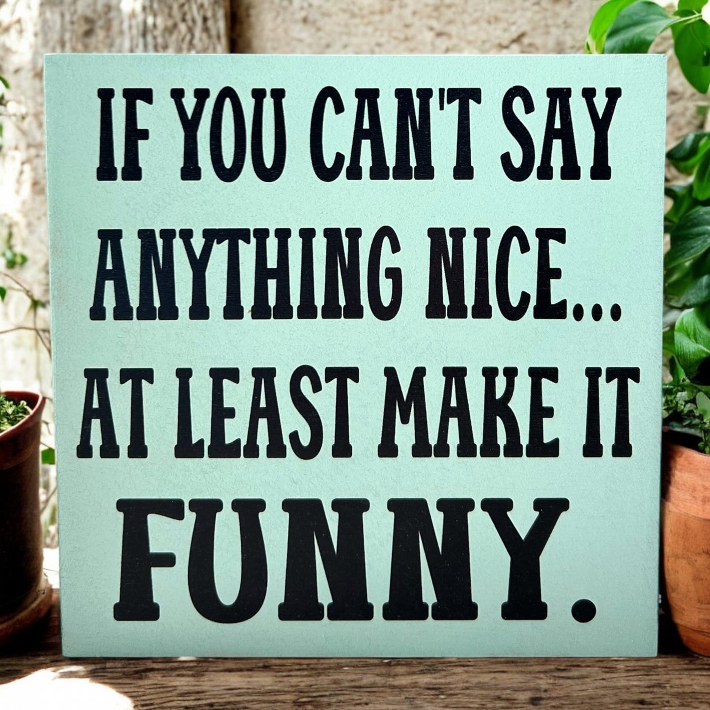 If You Can't Say Anything Nice - Funny Rustic Wood Sign