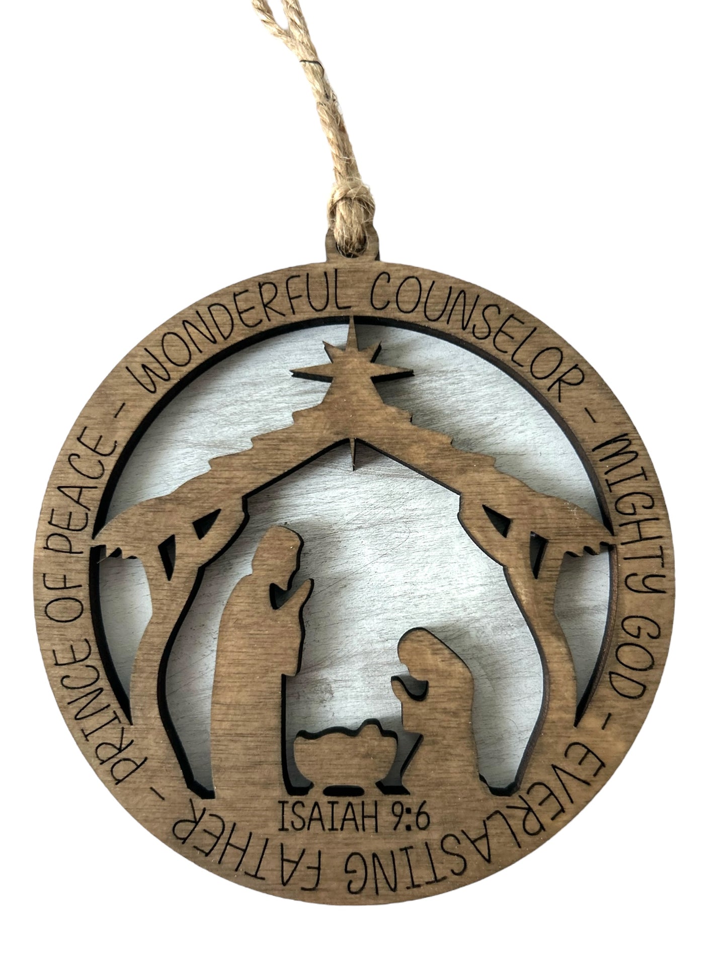 Isaiah 9:16 Nativity Wood Christmas Ornament