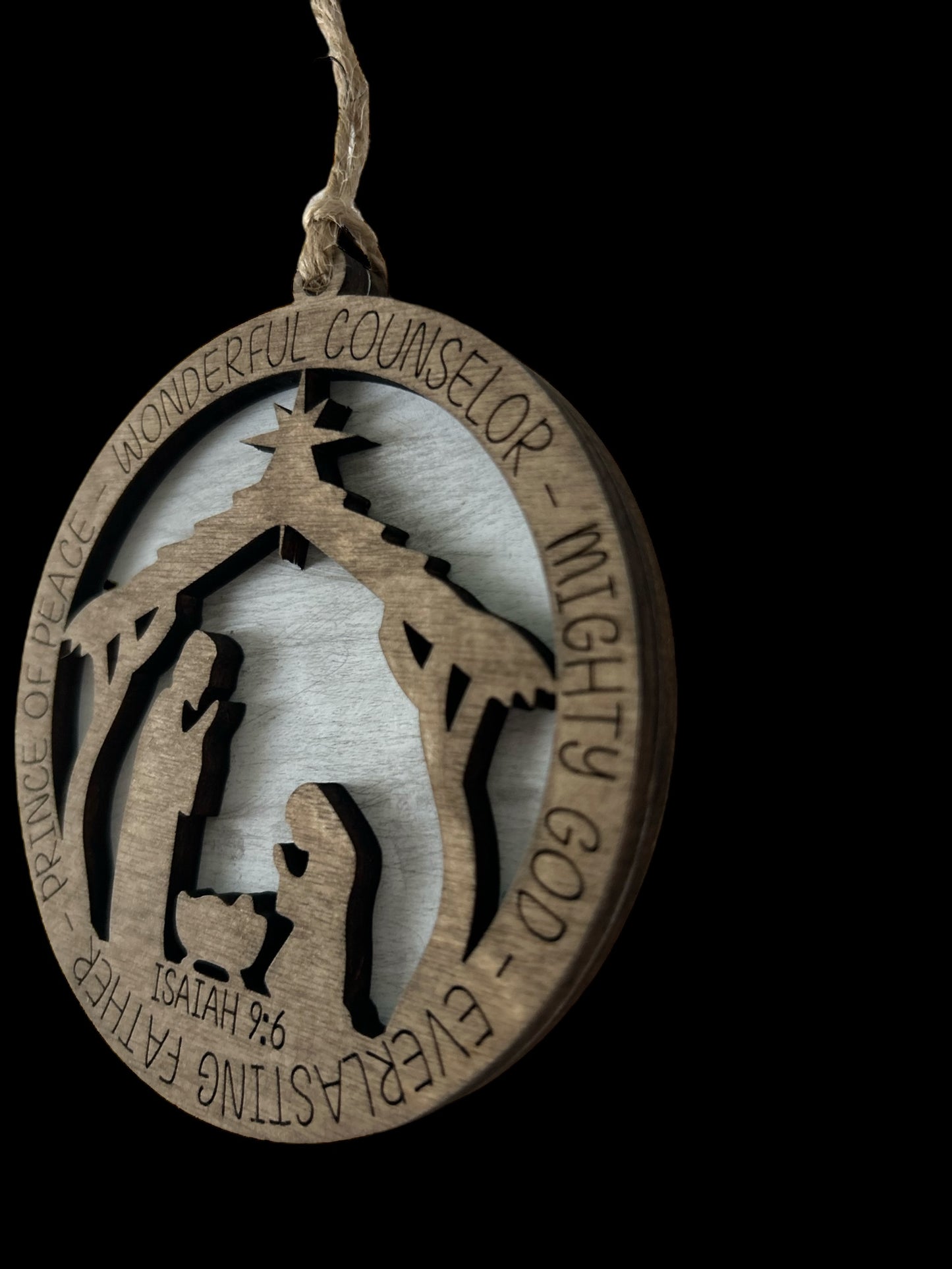 Isaiah 9:16 Nativity Wood Christmas Ornament