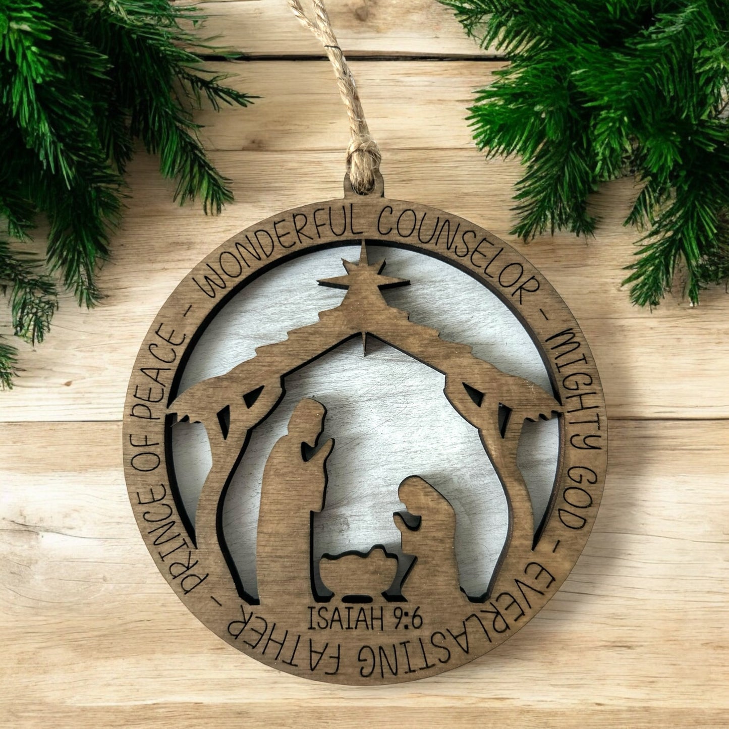 Isaiah 9:16 Nativity Wood Christmas Ornament